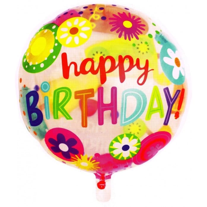Balony Happy Birthday nadruk kwiatki BCF-174 GO PARTY