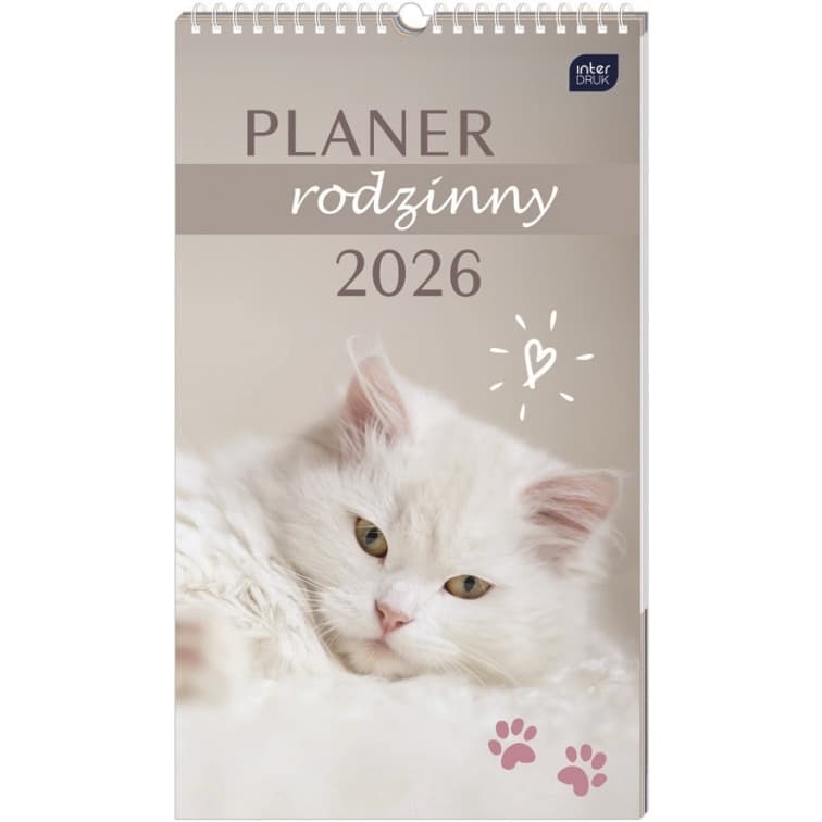 Kalendarz planer rodzinny 2026 25x43 Zwierzaki INTERDRUK