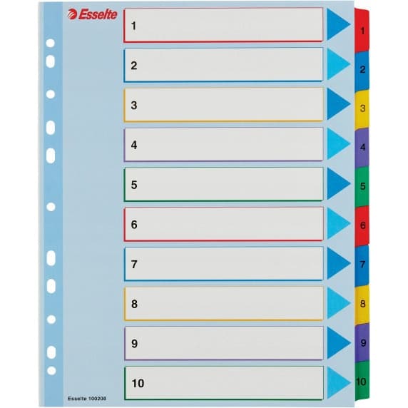 Przekładki kartonowe MYLAR A4 MAXI 1-10 ESSELTE 100208