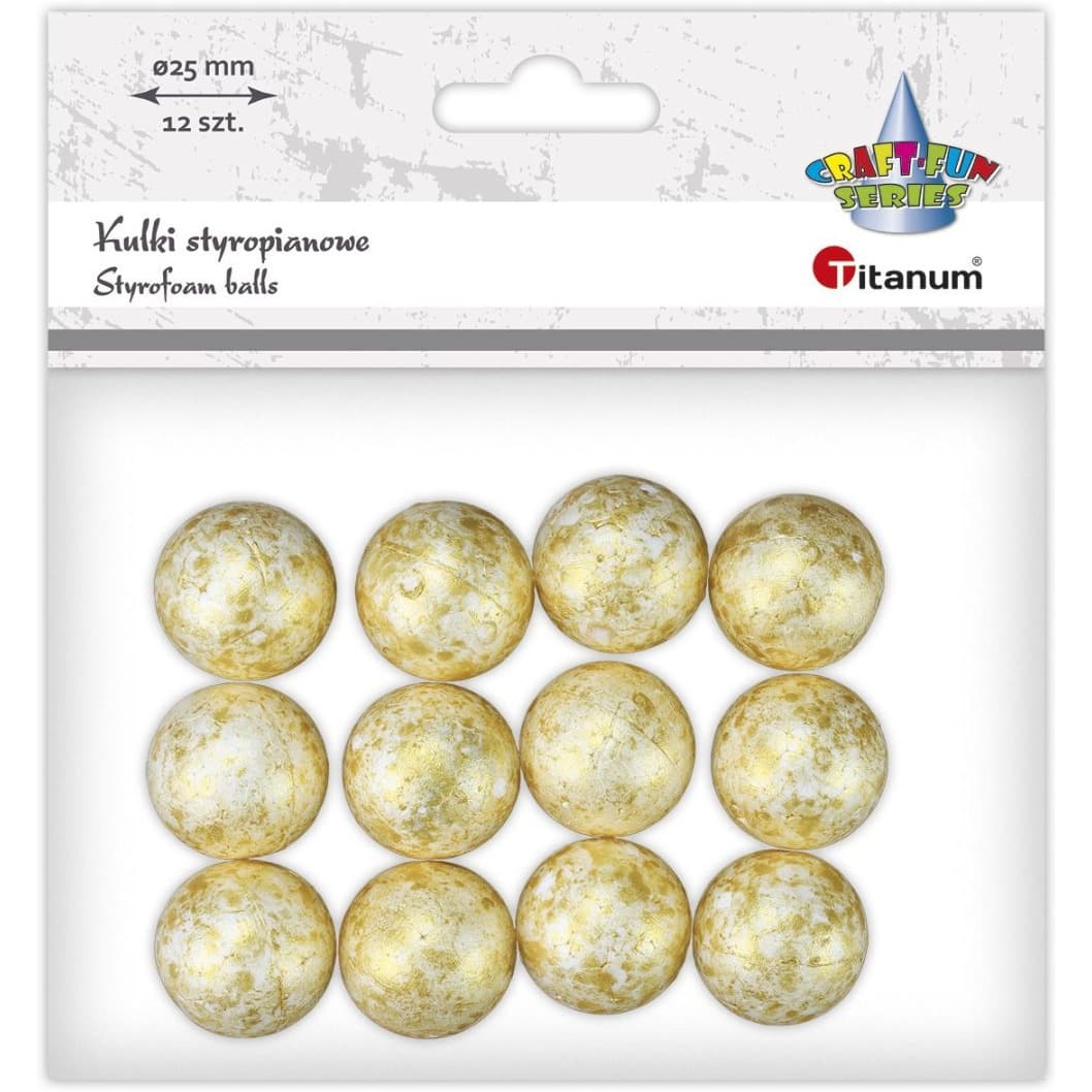 Kulki styropianowe 25mm (12 sztuk) złote 623438 TITANUM