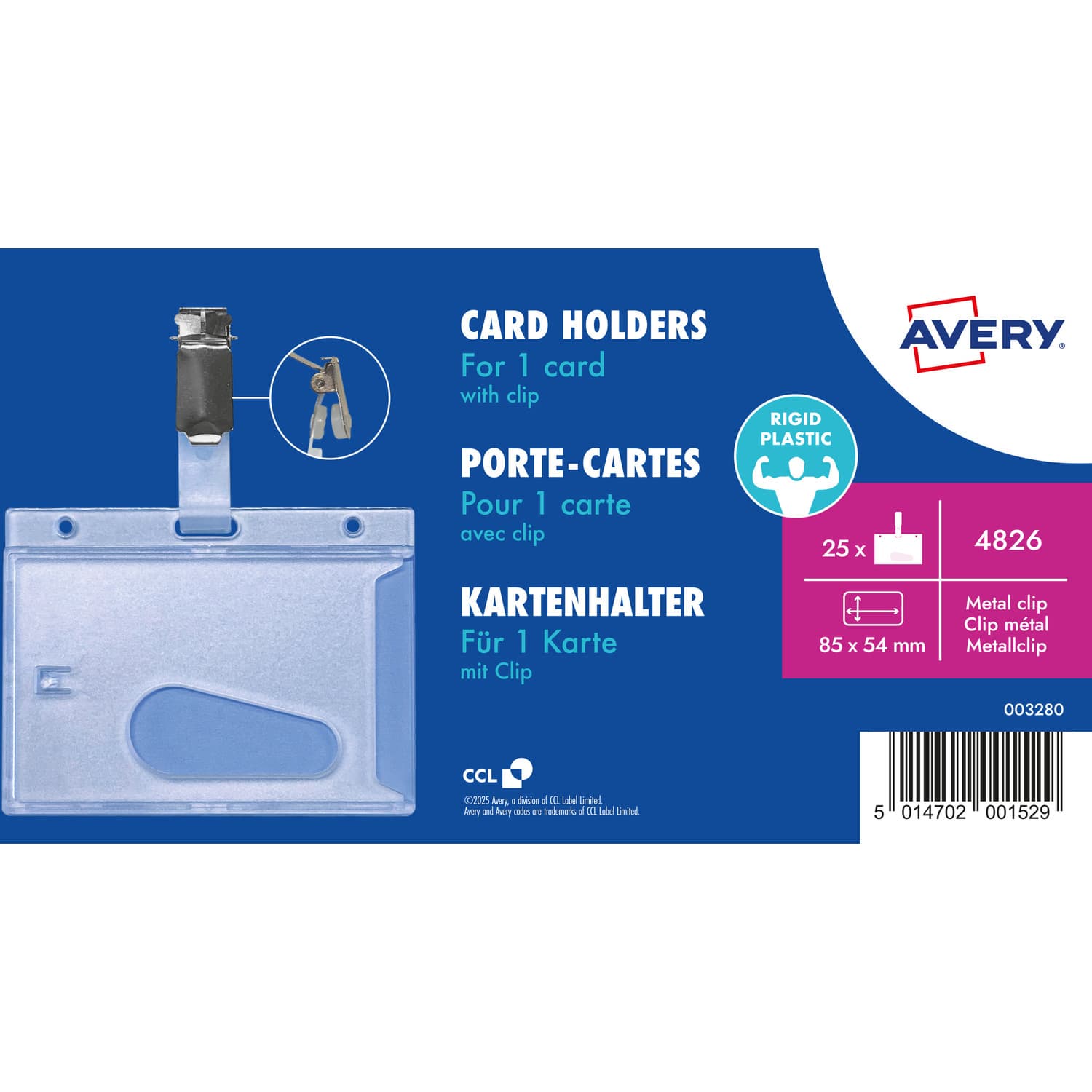 Holder plastikowy na karty 54x85mm (25 sztuk) 4826 AVERY