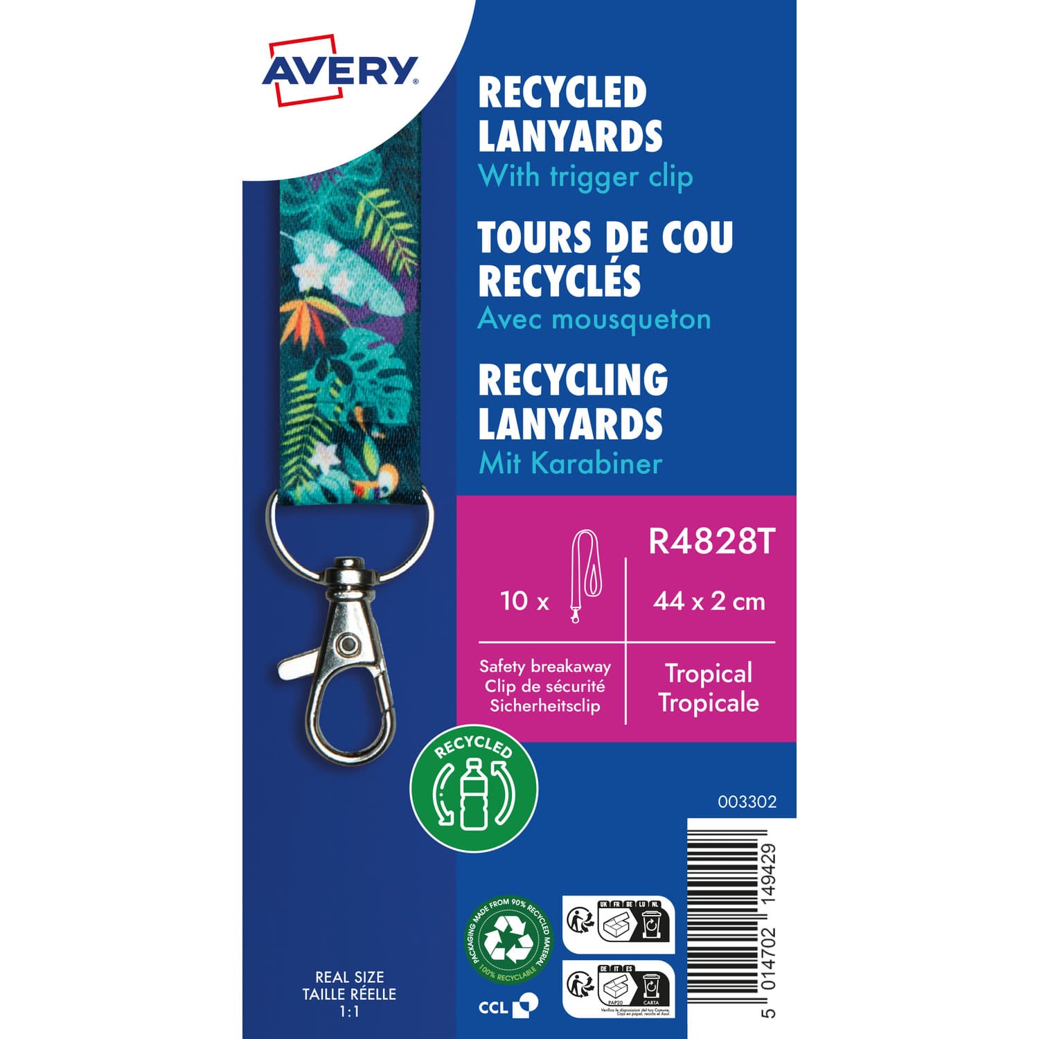 Smycz z karabińczykiem (10 sztuk) 440x20mm tropik R4828T AVERY