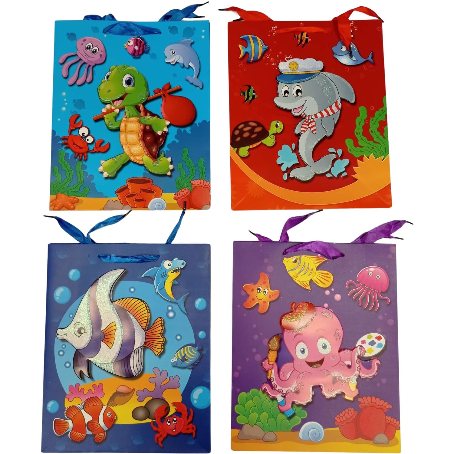 Torebka prezentowa 26x32x10cm dziecięca rybki ROZETTE
