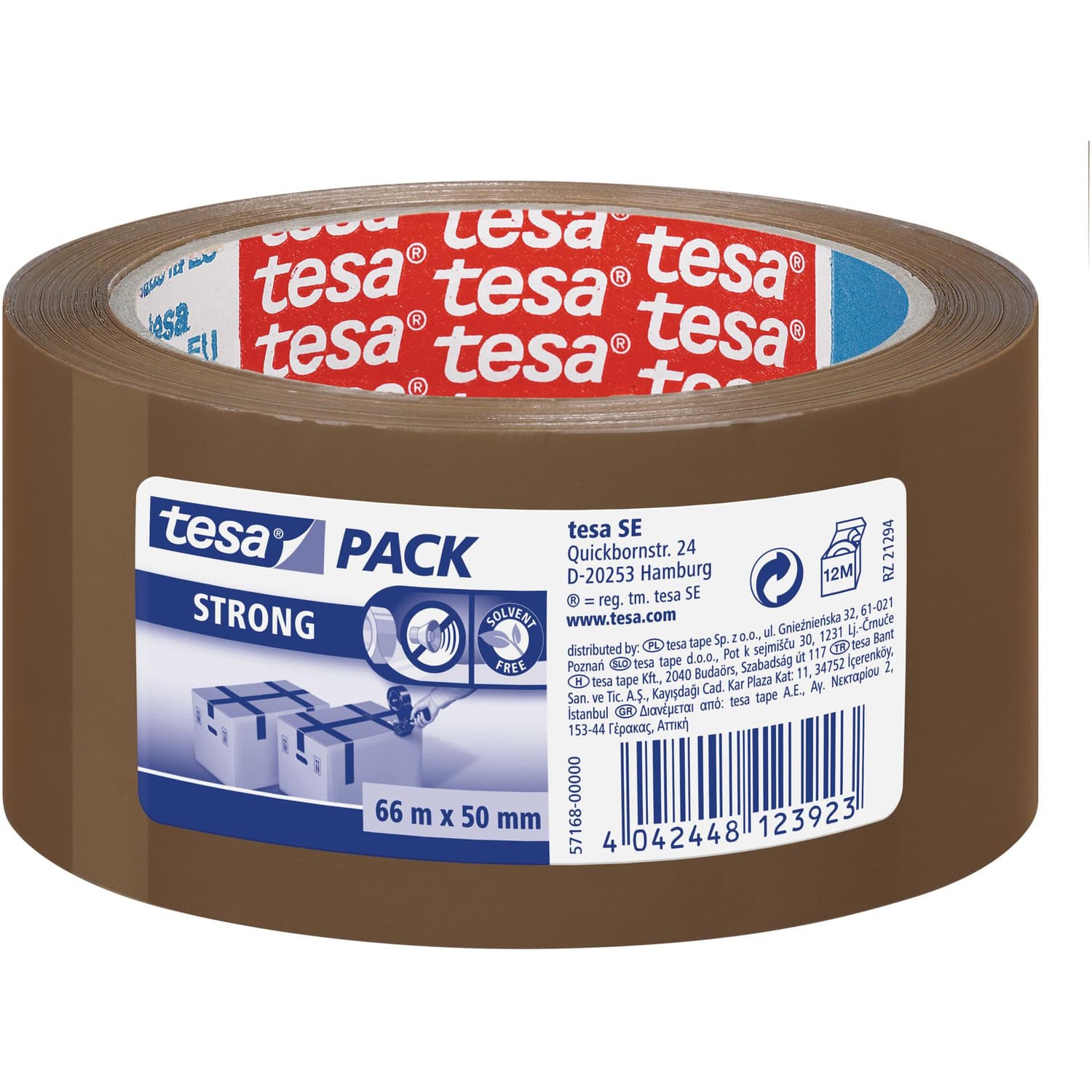 Taśma pakowa 66mx50mm STRONG brązowa cicha 57168-0 0000-05 TESA