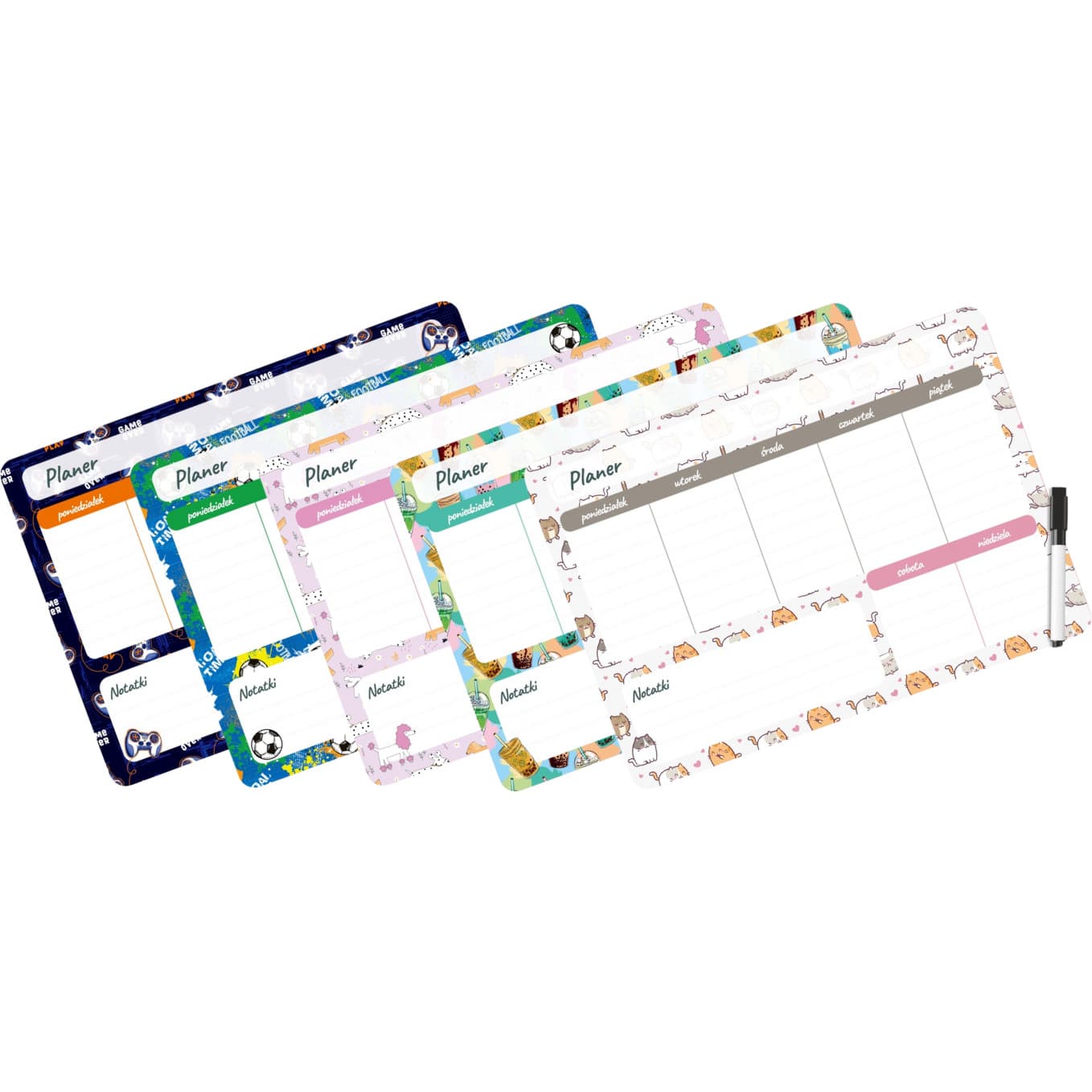 Planer magnetyczny 35x25 tygodniowy z nadrukiem BUBBLE TEA PM-02-37 BIURFOL