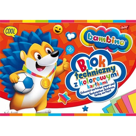Blok techniczny A4 kolorowy 160g. 10 kartek BAMBINO