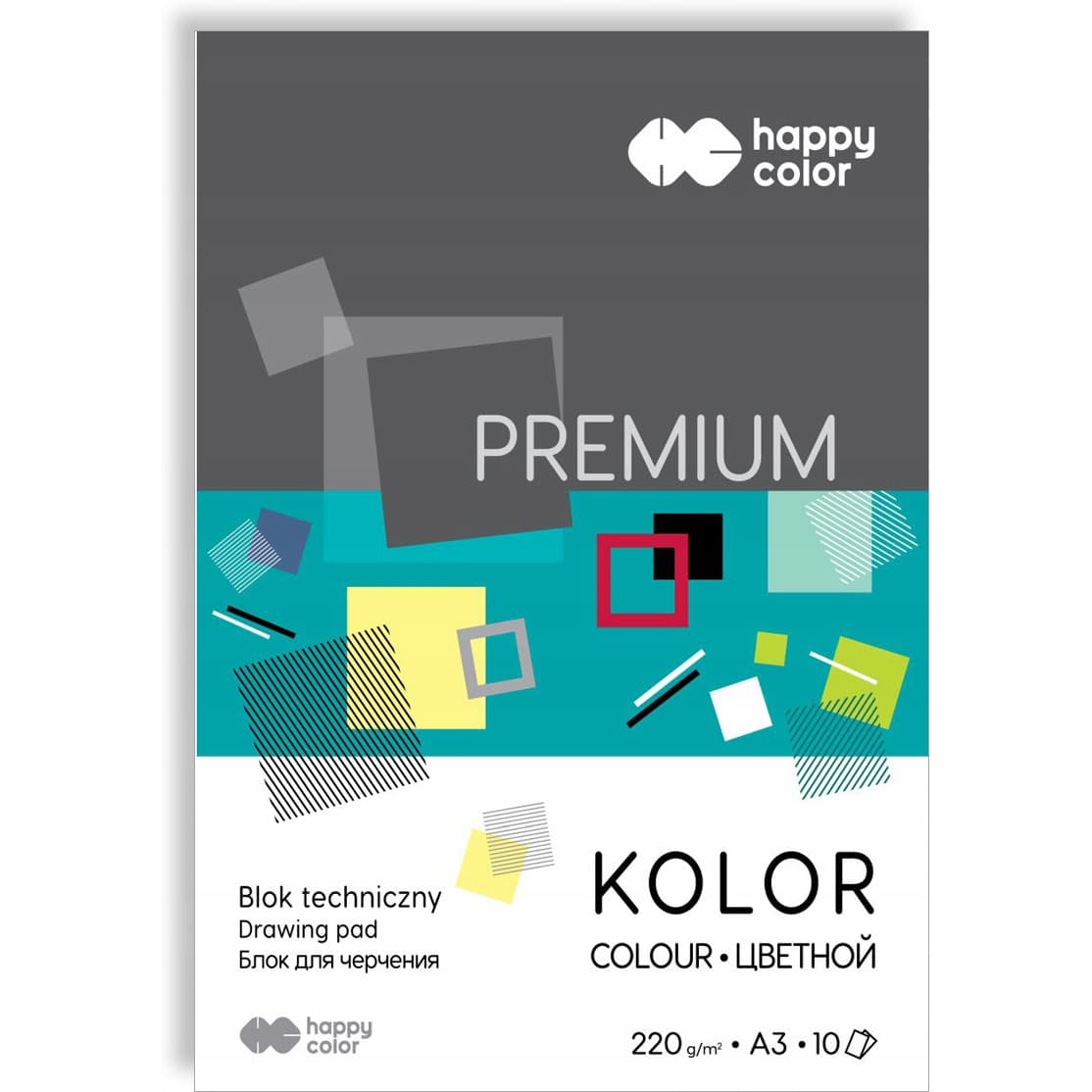 Blok techniczny A3 220g 10 kolorów PREMIUM HA 3722 3040-09 HAPPY COLOR