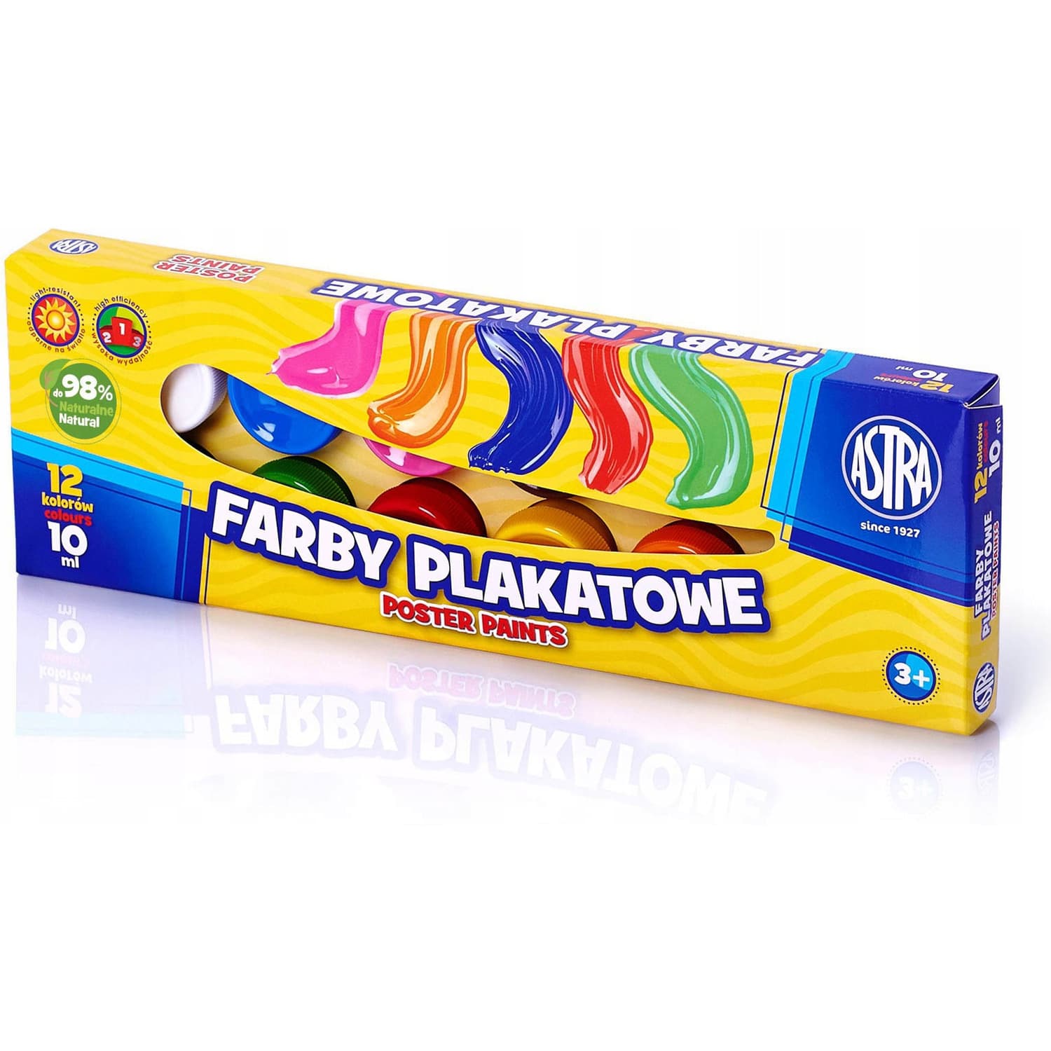 Farby plakatowe zestaw 12 kolorów 10ml szkolne 83115902 ASTRA