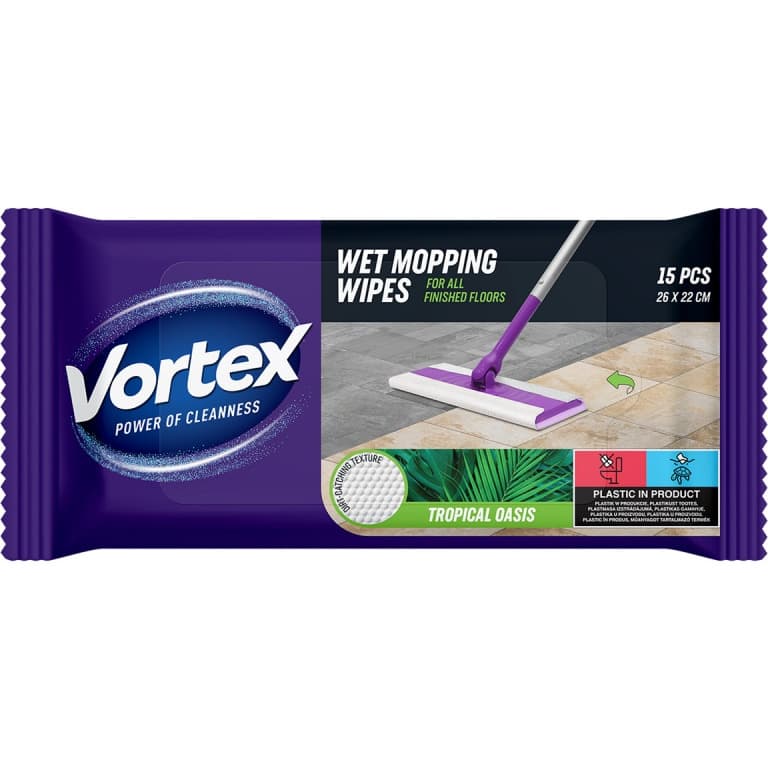 Chusteczki do mopowania podłóg na mokro TROPIKALNA OAZA 15szt. BS-VR-663525 VORTEX