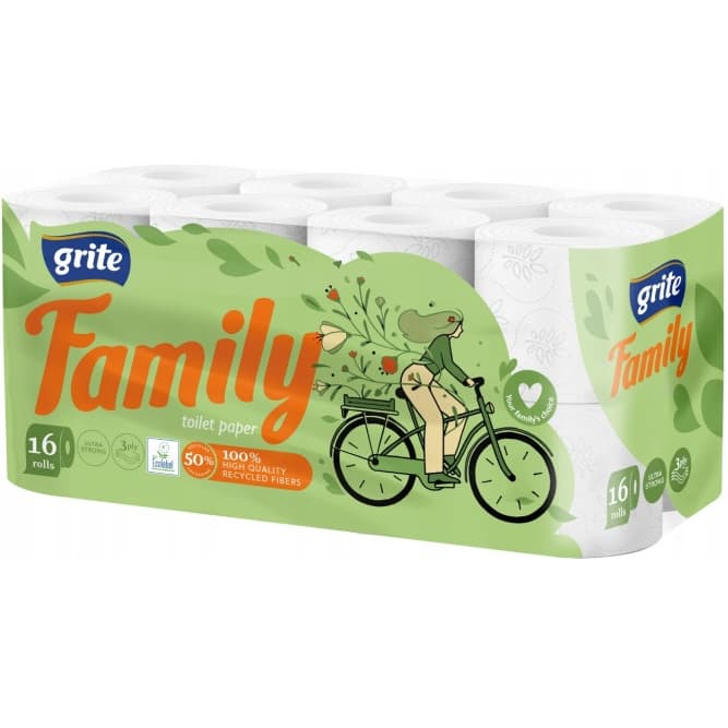 Papier toaletowy GRITE Family (16 rolek) 3 warstwy 145 listków