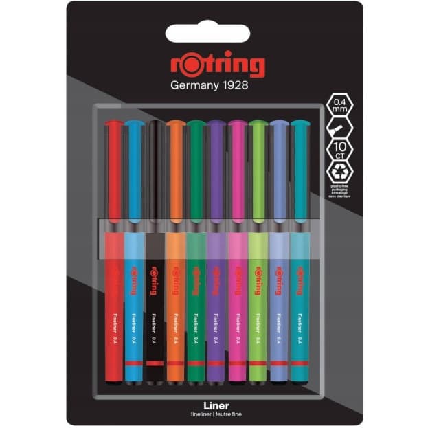 Komplet cienkopisów ROTRING Tikky Liner 0,4mm mix 10szt. 2166220