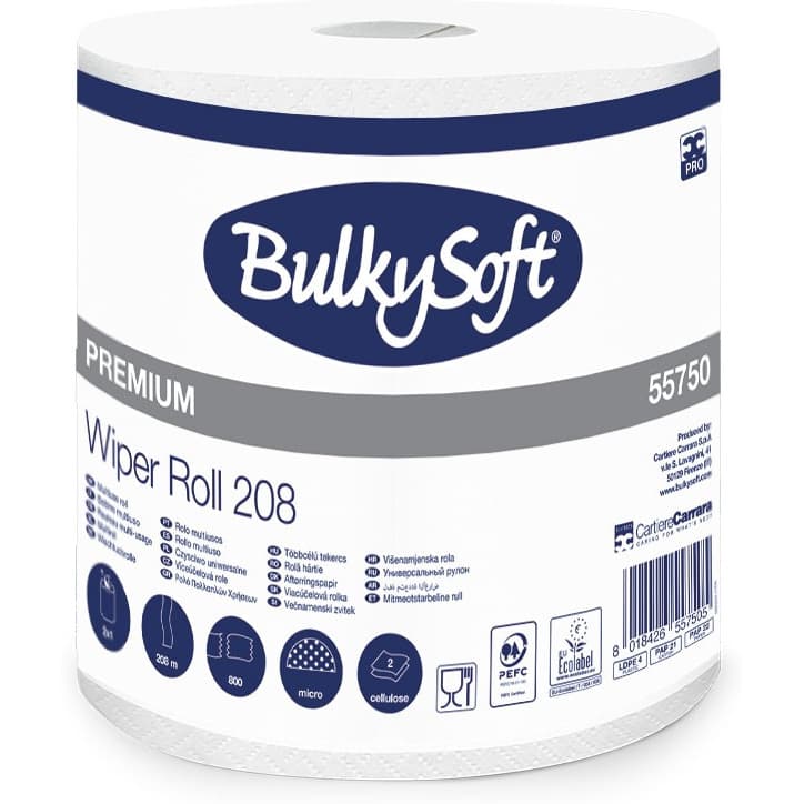 Czyściwo papierowe BulkySoft Classic 2 warstwy 208m celuloza biała 55750