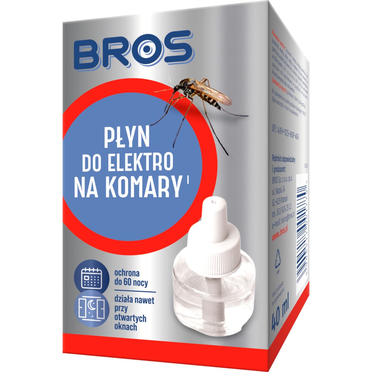 Płyn do elektro na komary ochrona 60 nocy zapas 40ml BROS