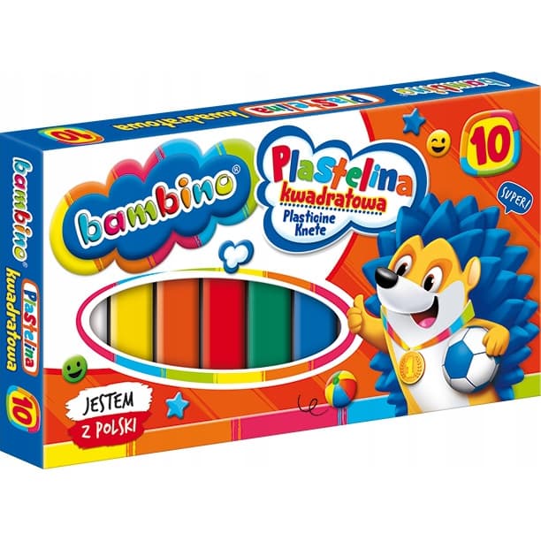 Plastelina kwadratowa Zestaw 10 kolorów BAMBINO St.Majewski