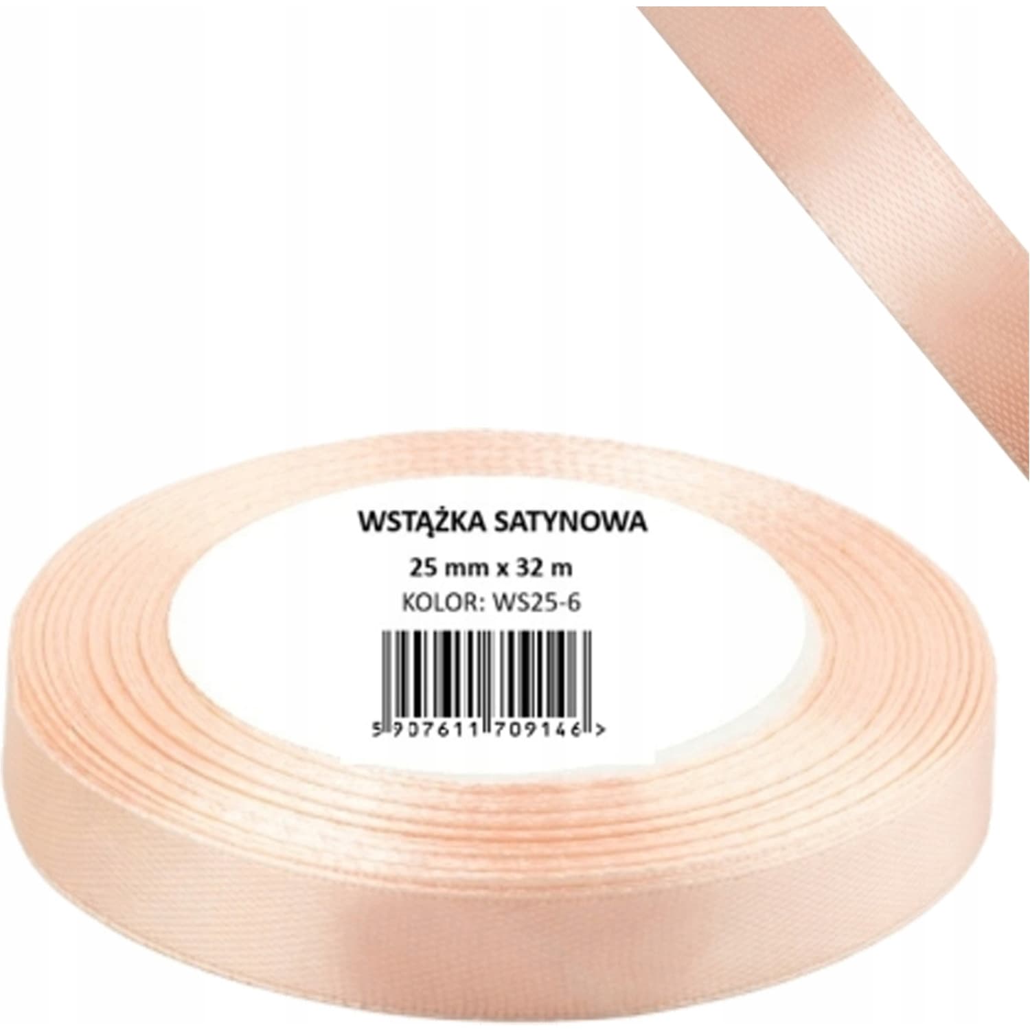 Wstążka satynowa 12mm/32m WS12-6 morelowy BREWIS