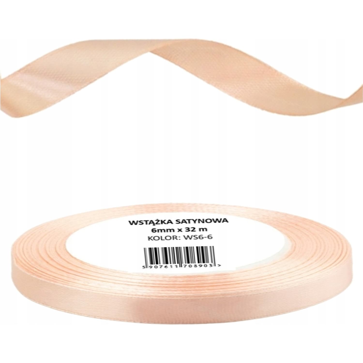 Wstążka satynowa 6mm/32m WS6-6 morelowy BREWIS