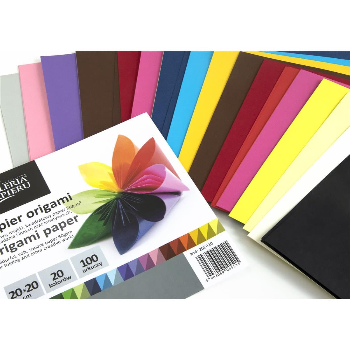 Papier do origami mix kolorów 15x15cm (100ark.) 80g/m2 208015 Galeria Papieru