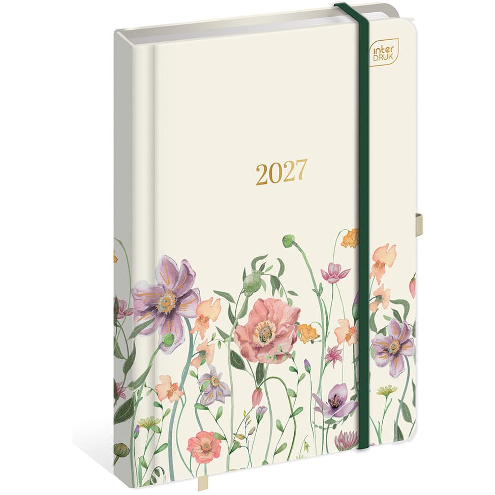 Kalendarz książkowy 2027 A5 192 Metallic Flowers INTERDRUK