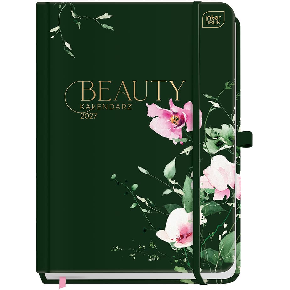 Kalendarz książkowy 2027 A5 192 Beauty Metallic z kieszonką Sweet Peas INTERDRUK