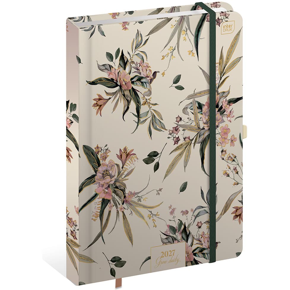 Kalendarz książkowy 2027 B5 192 Metallic Blossom Daily INTERDRUK