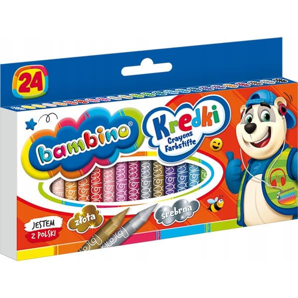 Kredki dla dzieci z glinki kaolinowej Zestaw 24 kredek BAMBINO St.Majewski