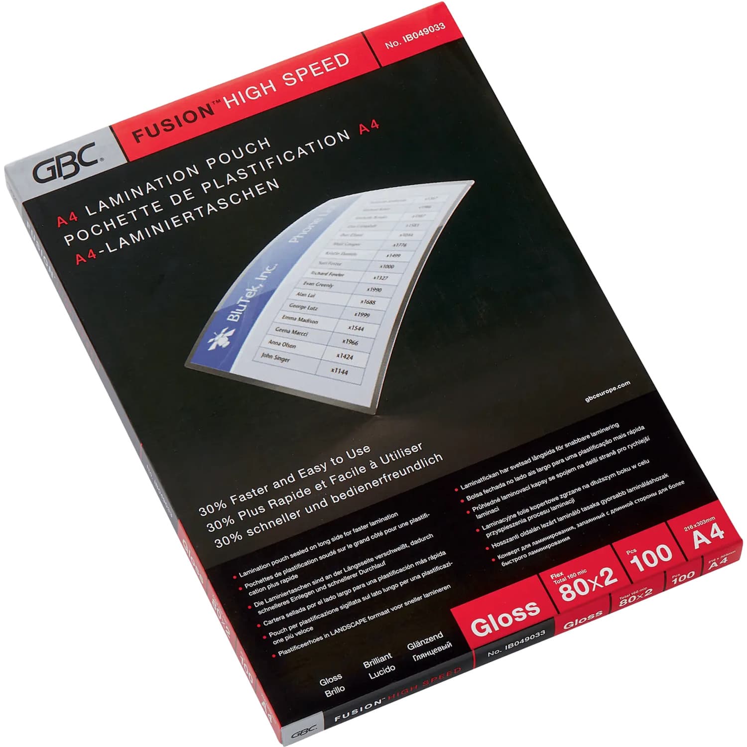 Folia do laminacji GBC HighSpeed A4 80mic (100szt) IB049033