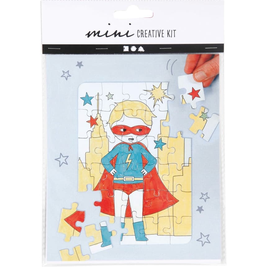 Zestaw mini puzle SUPER BOHATER-kolorowanka 0451-0025-82 Panta-Plast