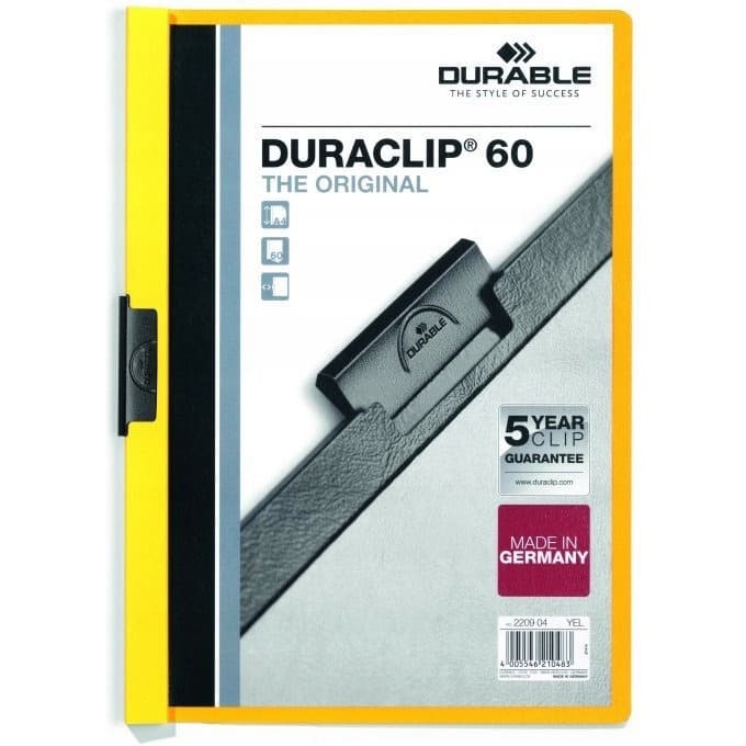 Skoroszyt zaciskowy A4 1-60k żółty DURACLIP Original 220904 DURABLE
