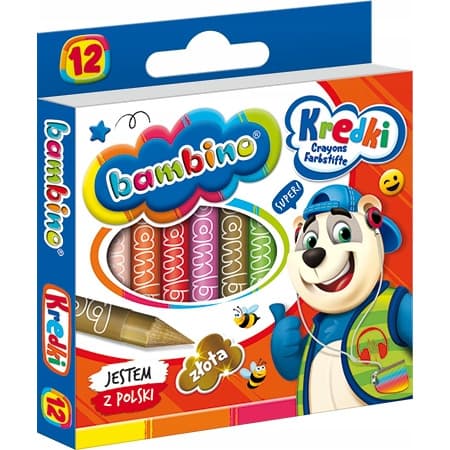 Kredki szkolne z glinki kaolinowej Zestaw 12 kredek BAMBINO St.Majewski