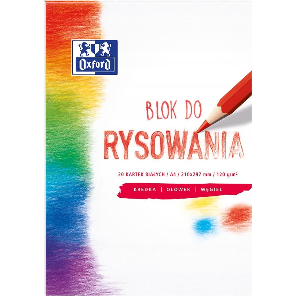 Blok rysunkowy szkolny A4 biały 20 kartek 120g 400093195 OXFORD