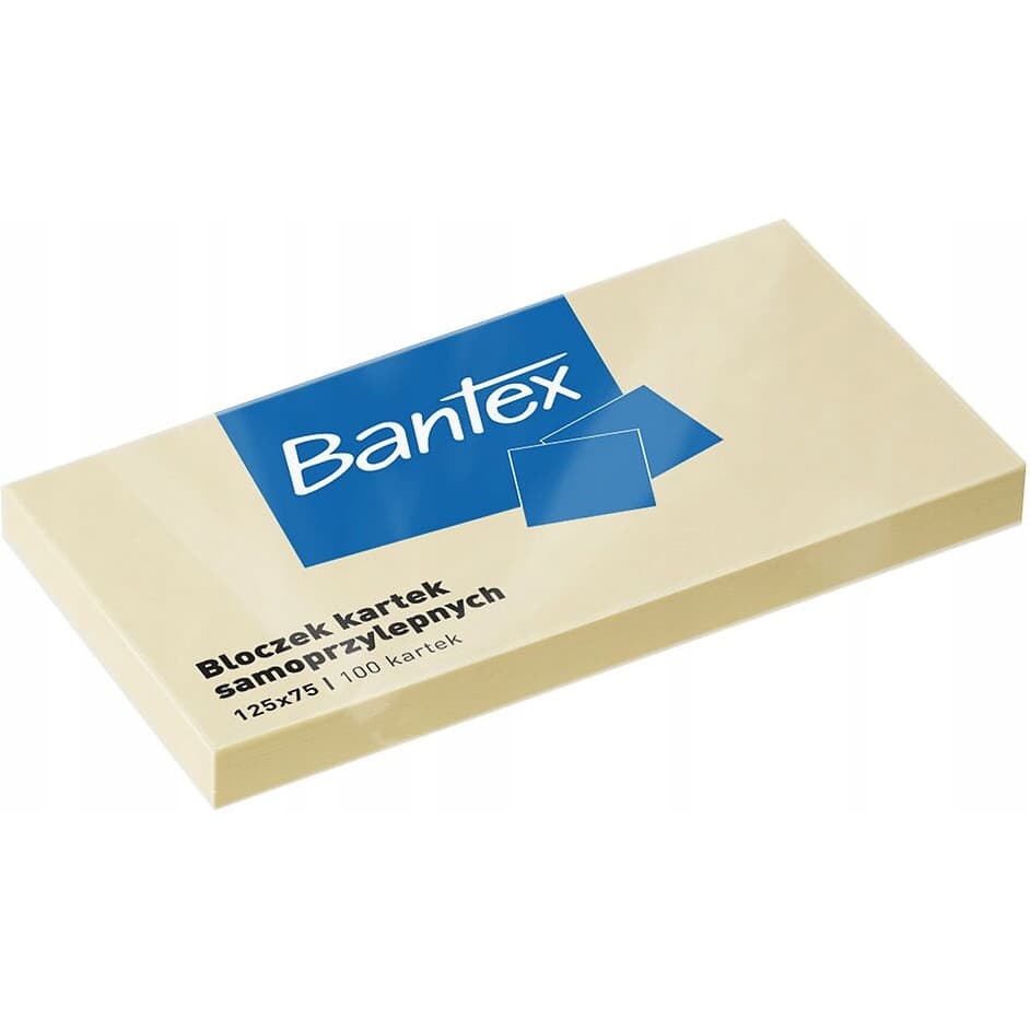 Karteczki samoprzylepne bloczek 125x75mm 100 kartek żółty 400086388 BANTEX