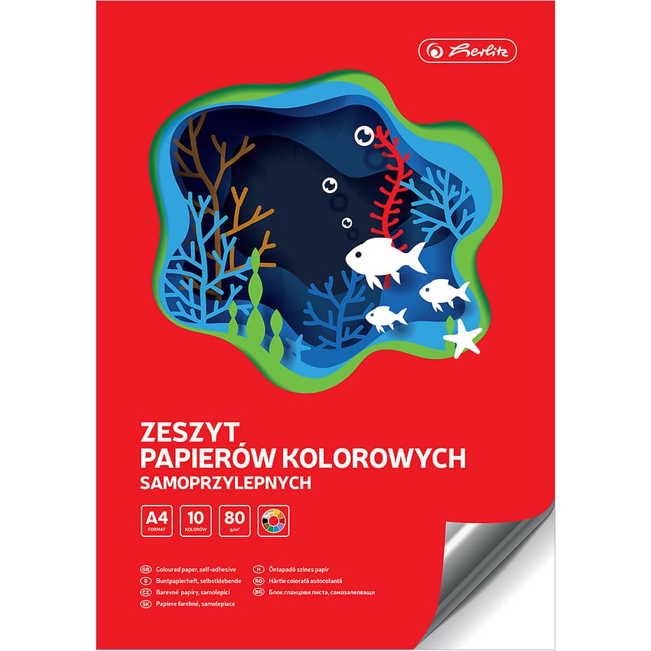 Zeszyt papierów kolorowych samoprzylepny A4 10k 80g. 400201900 HERLITZ