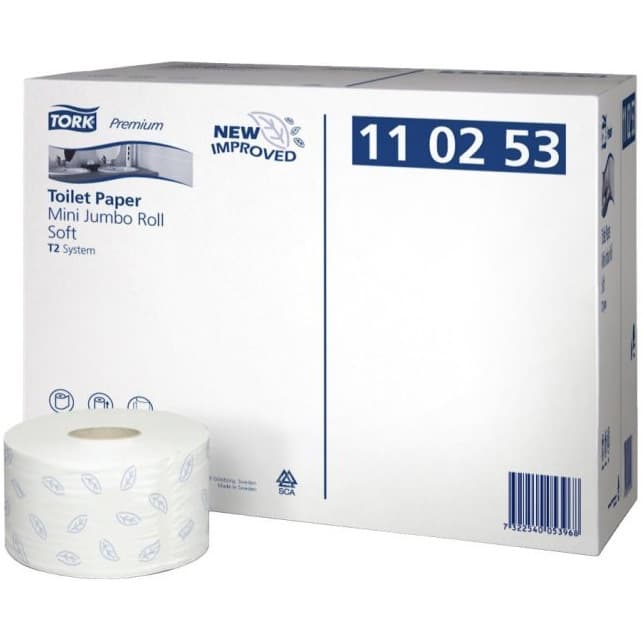 Papier toaletowy TORK T2 (12 rolek) Premium Mini JUMBO makulatura/biały 2w 170m 110253/2000488