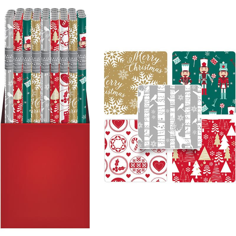 Papier świateczny CHRISTMAS mix 200x70cm INTERDRUK