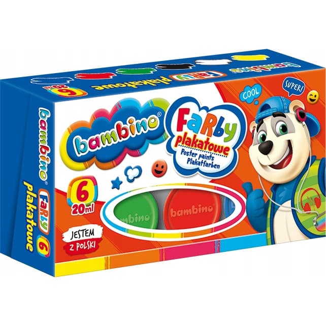 Farby plakatowe dla dzieci Zestaw 6 kolorów x 20ml BAMBINO St.Majewski