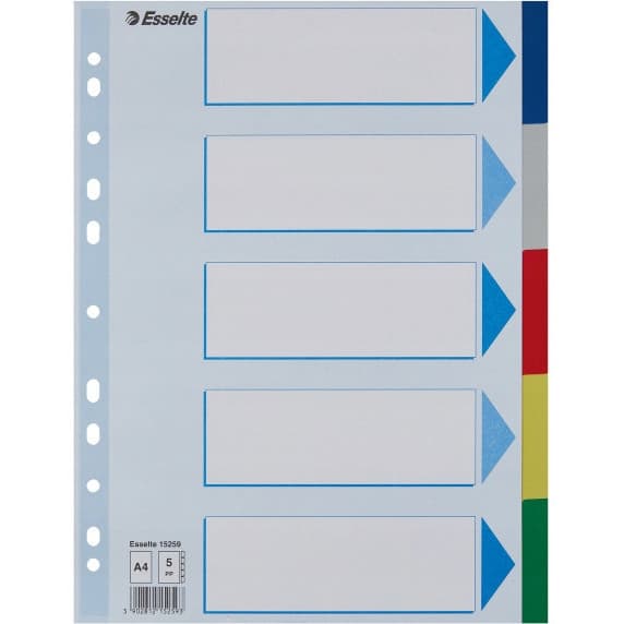 Przekładki plastikowe z PP A4 5 kart 15259 ESSELTE