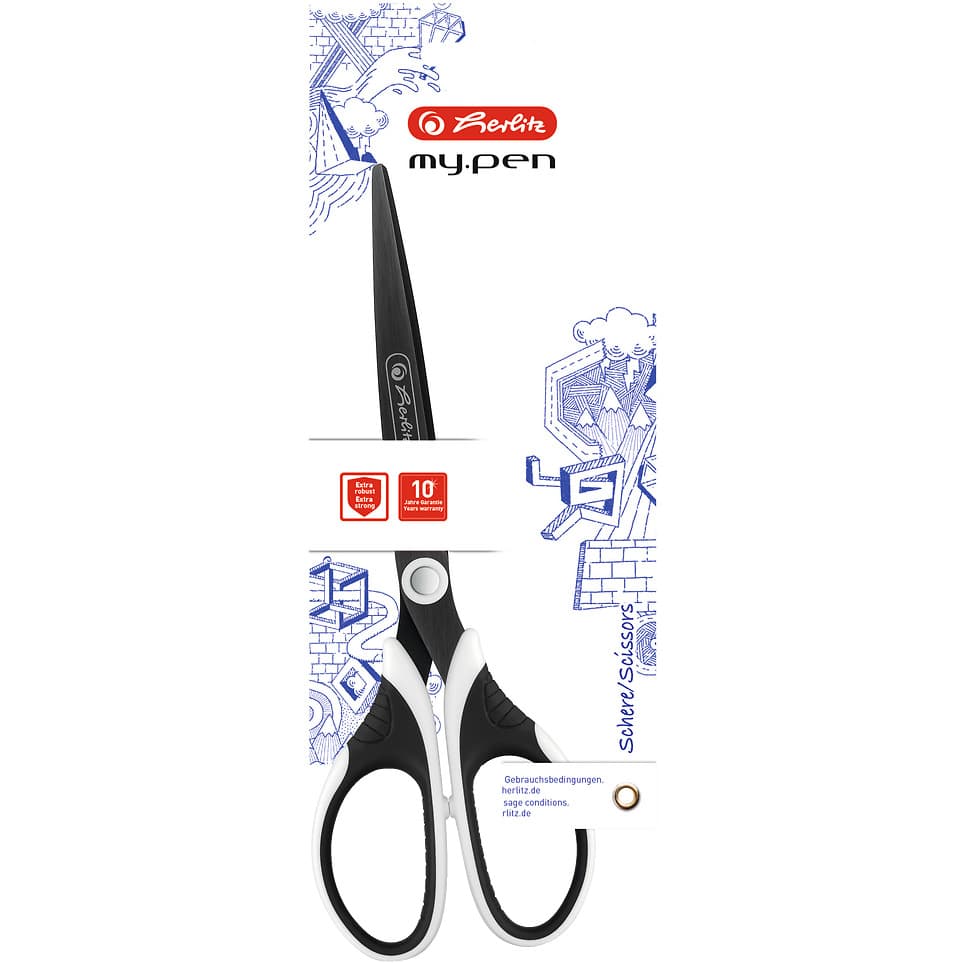 Nożyczki MY PEN 17cm czarno-białe 300005626 HERLITZ