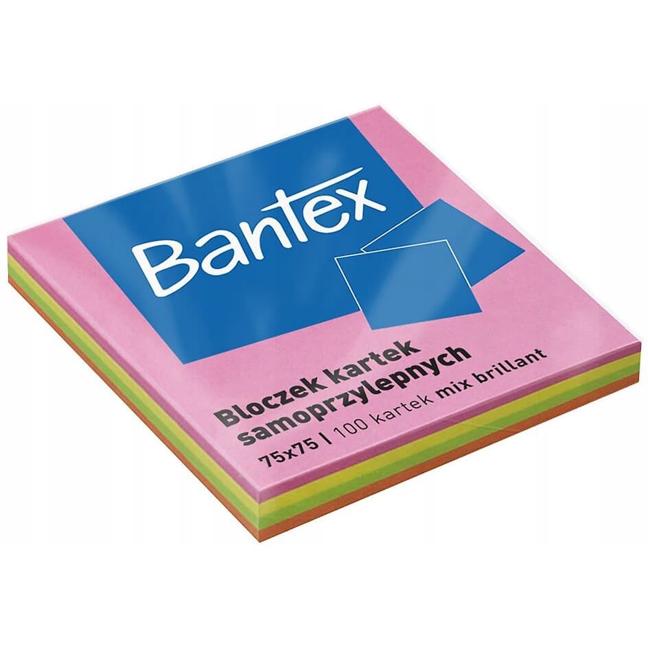 Karteczki samoprzylepne bloczek 75x75mm 100 kartek kolorowe 400086389 BANTEX