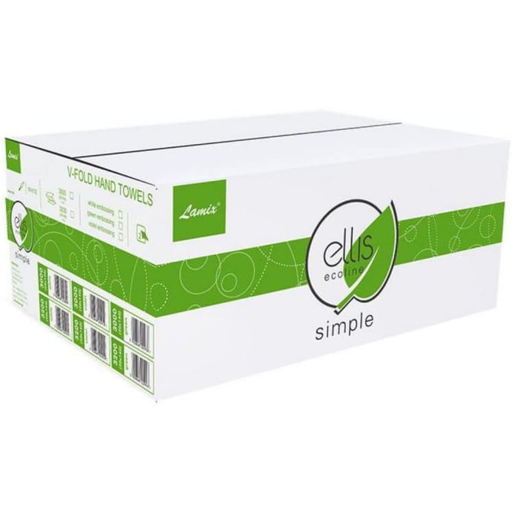 Ręcznik biały ZZ V-FOLD ELLIS Ecoline 21x22cm makulatura 2 warstwy 3000 listków 2899