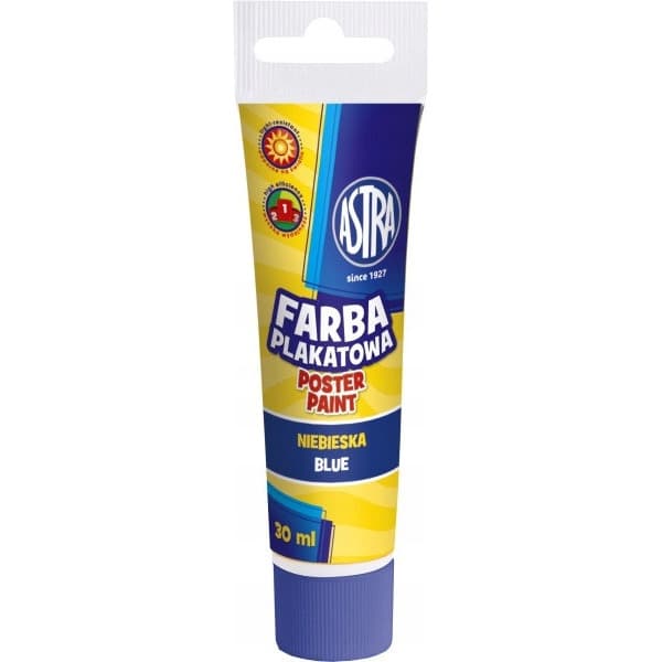 Farba plakatowa w tubkach 30ml szkolna niebieska 83110905 ASTRA