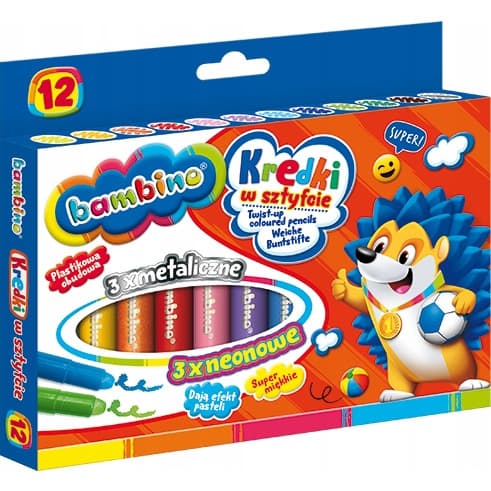 Kredki BAMBINO w sztyfcie 12kol St.Majewski