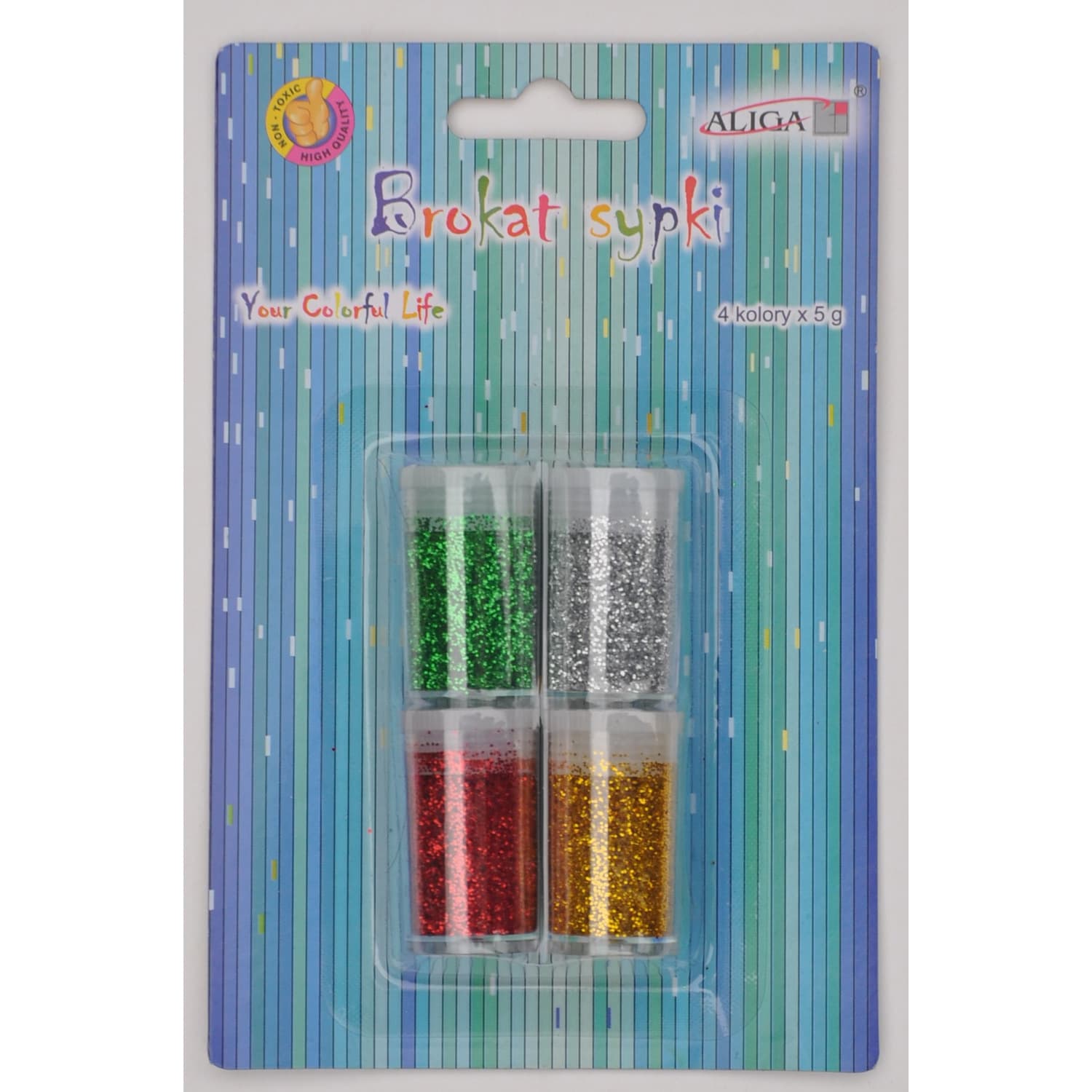 Brokat sypki bio 4 kol. x 5g zielony/srebrny/czerwony/złoty GL-054 ALIGA