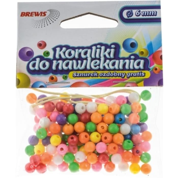 Koraliki do nawlekania 6mm mix kolorów K6-10MIX BREWIS