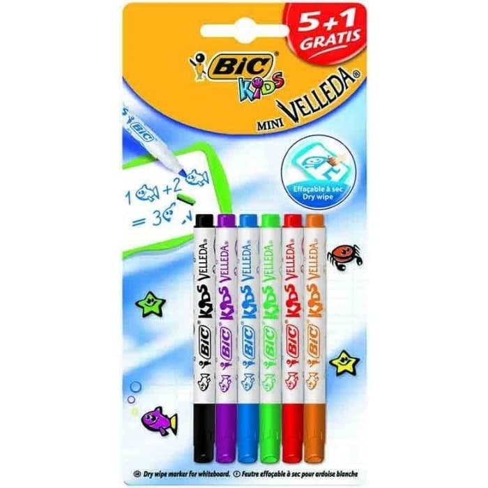 Markery mini KIDS VELLEDA do tablicy suchościeralnej (6szt) 8413871 BIC