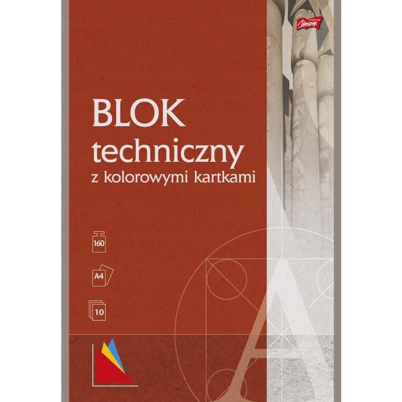 Blok techniczny szkolny A4 kolorowy 10 kartek 160g UNIPAP