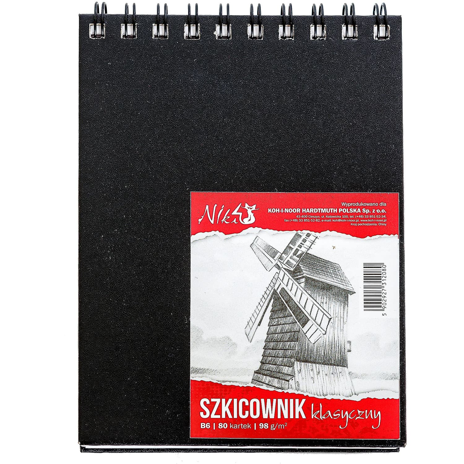 Szkicownik B6 98g. 80 arkuszy na spirali krótki bok BLO-SZB698 KOH-I-NOOR