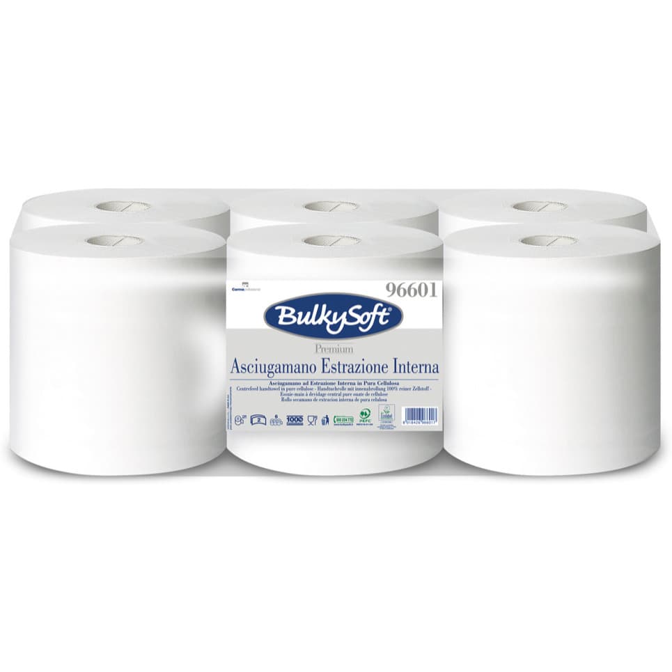 Ręcznik w roli biały 20cm 150m (6 rolek) 2w celuloza 396 listków 96601 BULKYSOFT Premium centralne dozowanie