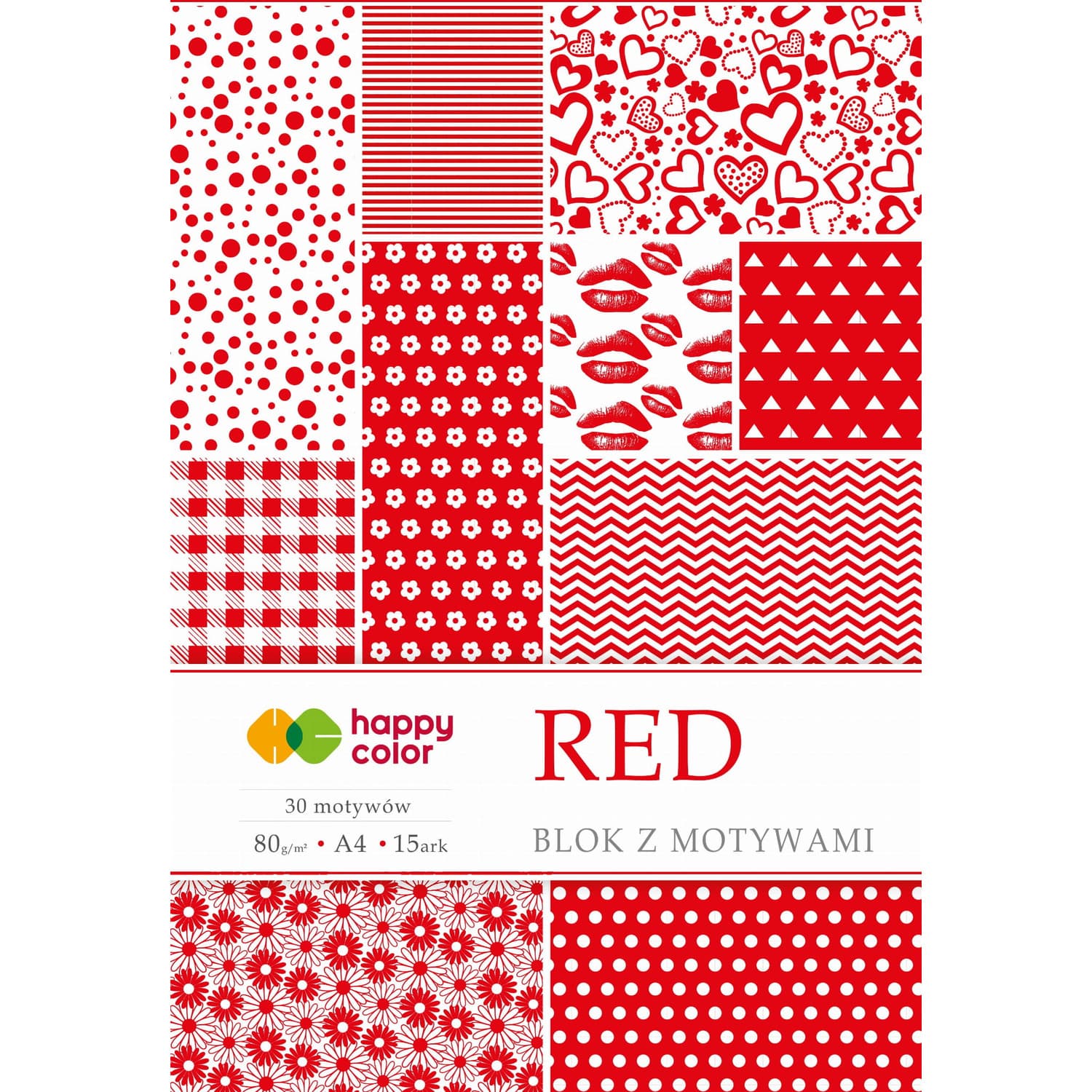Blok z motywami RED A4 15k 30 motywów HAPPY COLOR HA 3808 2030-R