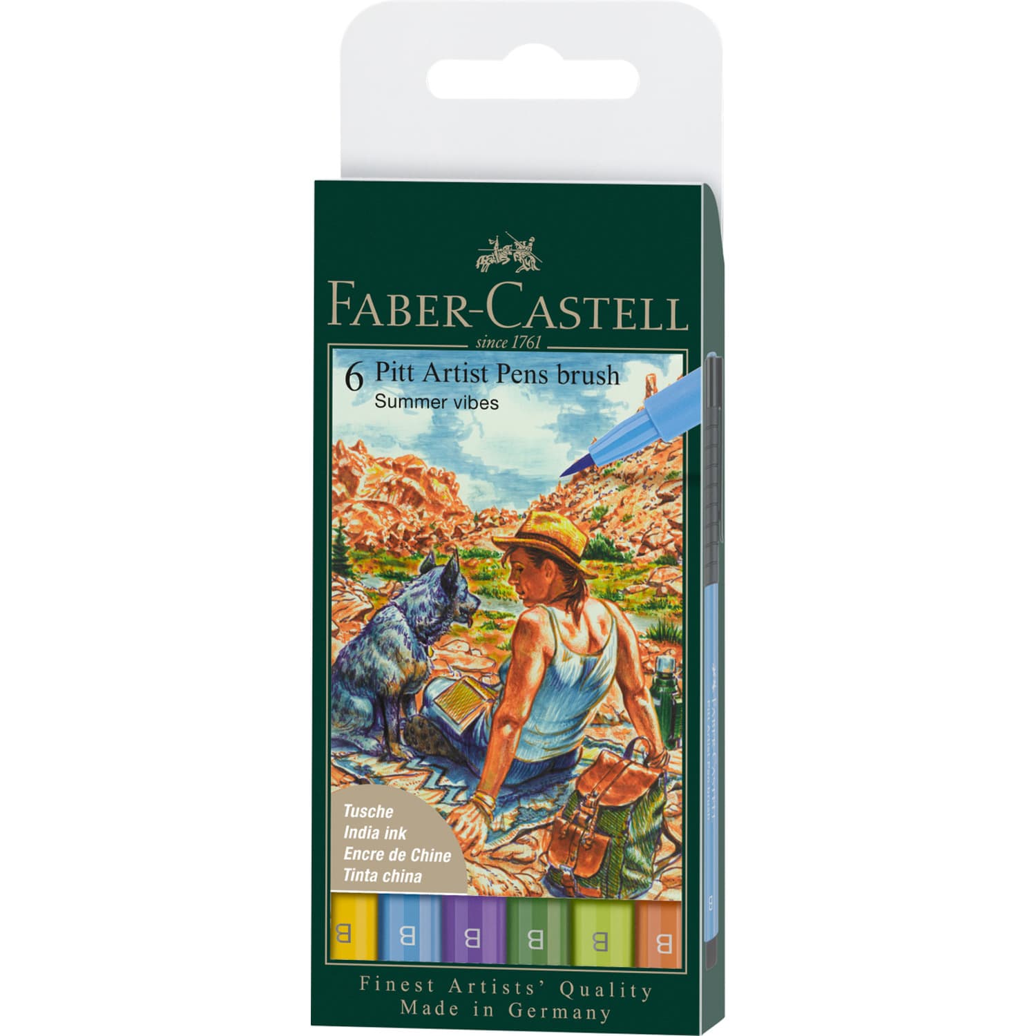 Pisaki artystyczne PITT ARTIST SUMMER 6 kolorów, etui 167178 Faber-Castell