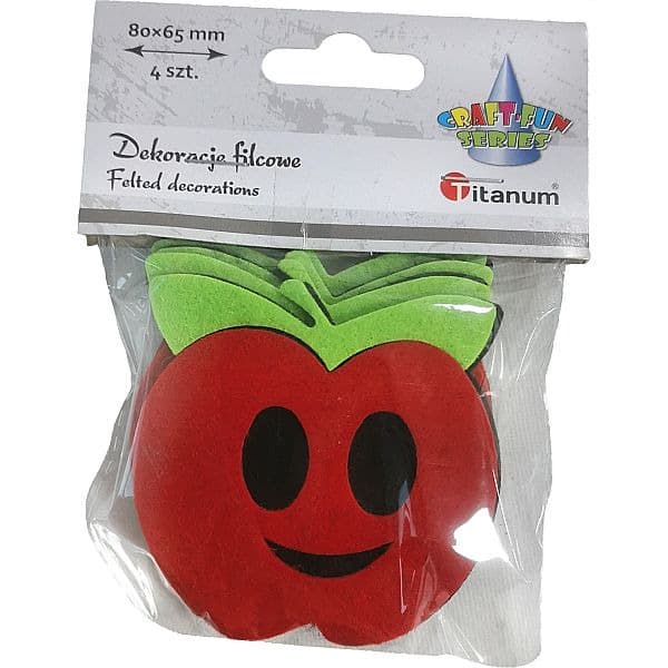 Filcowe dekoracje JABŁKA 4szt. 80x65mm 461752 TITANUM